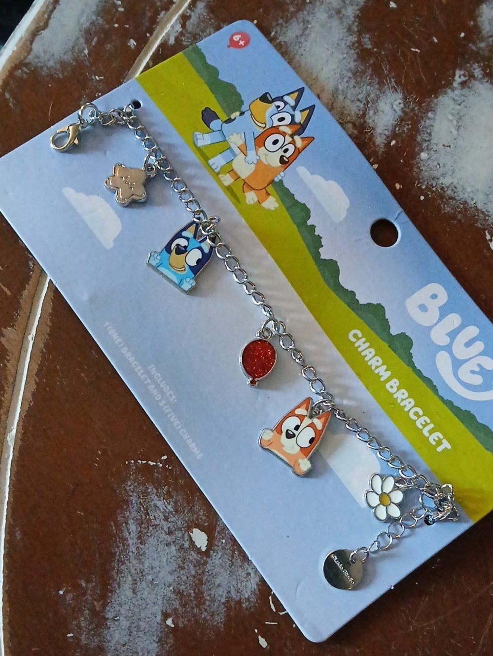 Bluey Charm Bracelet – Silver Chain with ADORABLE Star, Daisy & Balloon [NWT]